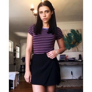 American Eagle Maroon Striped Tee